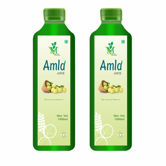 Mint Veda 100% Natural and Herbal Wild Amla Juice 1L | Juice for Health Hair and Skin | Vitamin C | Paraben free | High Fiber For Better Digestion, Immunity Pack of 2