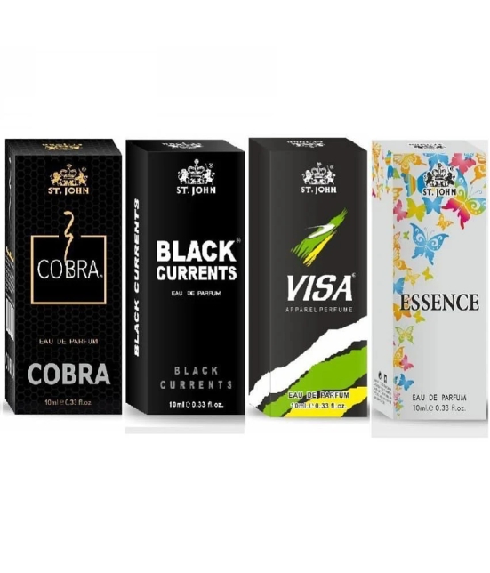 ST.JOHN Cobra Black Current,Cobra,Visa & Essence Pocket Perfume for Men 10 gm ( - Pack of 4 )