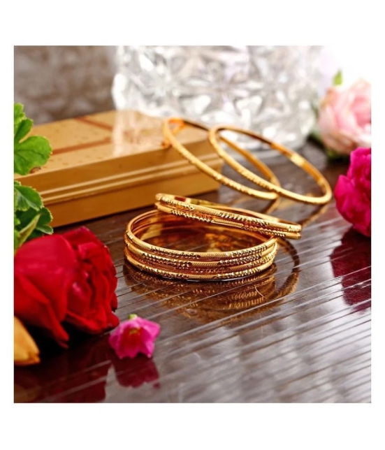 Vighnaharta Traditional Wear 1gm Gold Plated Alloy Bangle for Women and Girls - pack of 8 pcs Bangle- [VFJ1005BG2-6] - None