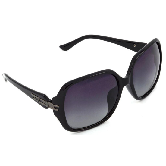 Hrinkar Grey Rectangular Sunglasses Styles Black Frame Polarized Glasses for Women - HRS437-BK-GRY