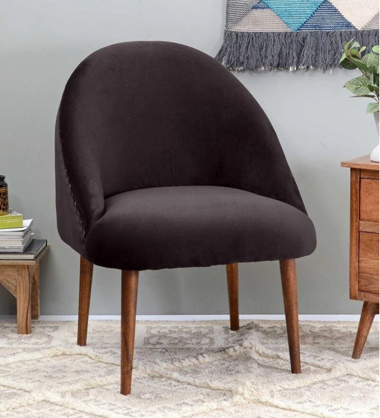 Velvet Dining Chair In Green Color-Black