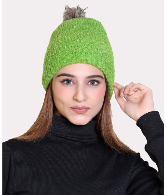 Whyme Fashion - Green Woollen Womens Cap ( Pack of 1 ) - Green