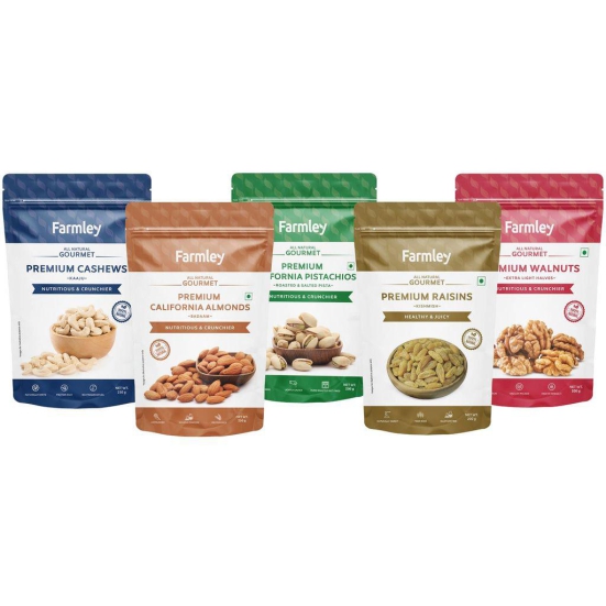 Farmley Premium Dry Fruits Combo1 Kg I Almond 250g, Cashew 250g, Walnut 200g, Raisin 200g & Pistachios 200g I Delicious and Nutritious