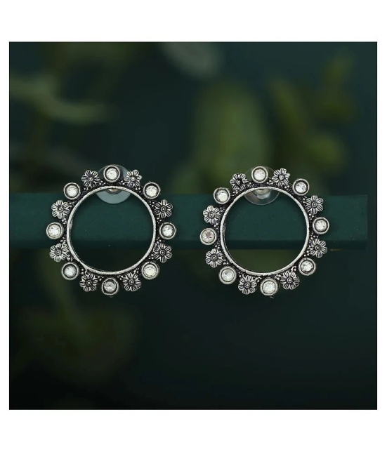 Sukkhi Exotic Oxidised Floral Stud Earring For Women - Silver