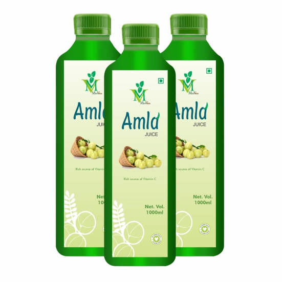 Mint Veda 100% Natural and Herbal Wild Amla Juice 1L | Juice for Health Hair and Skin | Vitamin C | Paraben free | High Fiber For Better Digestion, Immunity Pack of 3