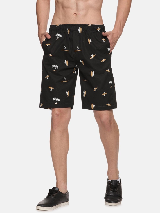 Brazil Men's Tropical Printed Black Shorts-2XL