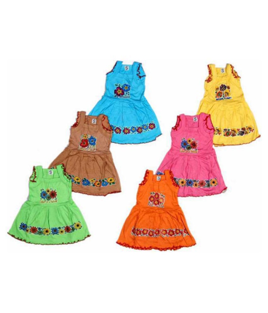 Baby girl cotton printed frock (pack of 6) - None