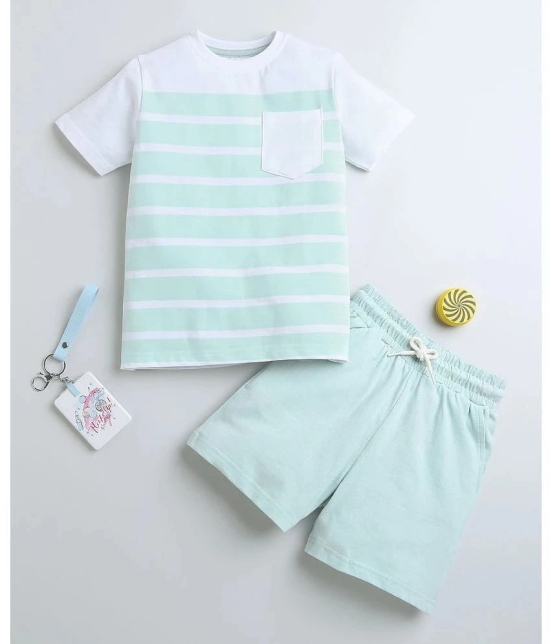 BUMZEE Sea Green Cotton Boys T-Shirt & Shorts ( Pack of 1 ) - None