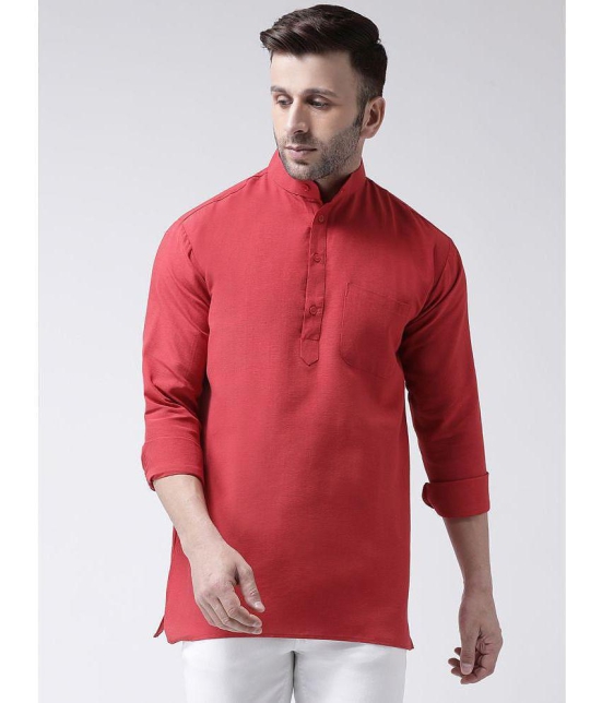 KLOSET By RIAG - Red Cotton Men's Shirt Style Kurta ( Pack of 1 ) - None