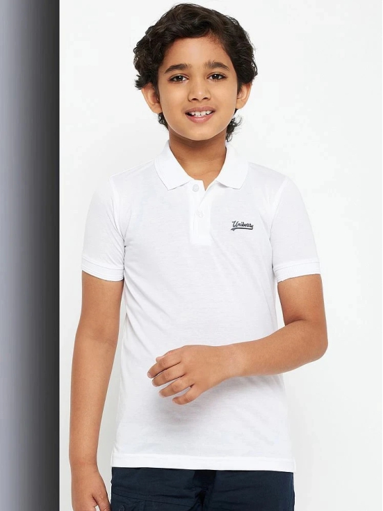 UNIBERRY - White Cotton Blend Boys Polo T-Shirt ( Pack of 1 ) - None