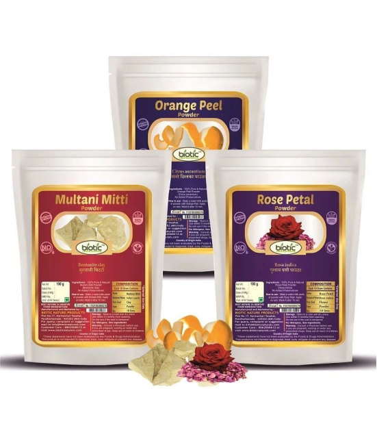 Biotic Orange Peel, Multani Mitti and Rose Petal Powder (100g each) 300 gm