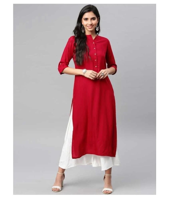 SIPET - Red Rayon Womens Straight Kurti - S