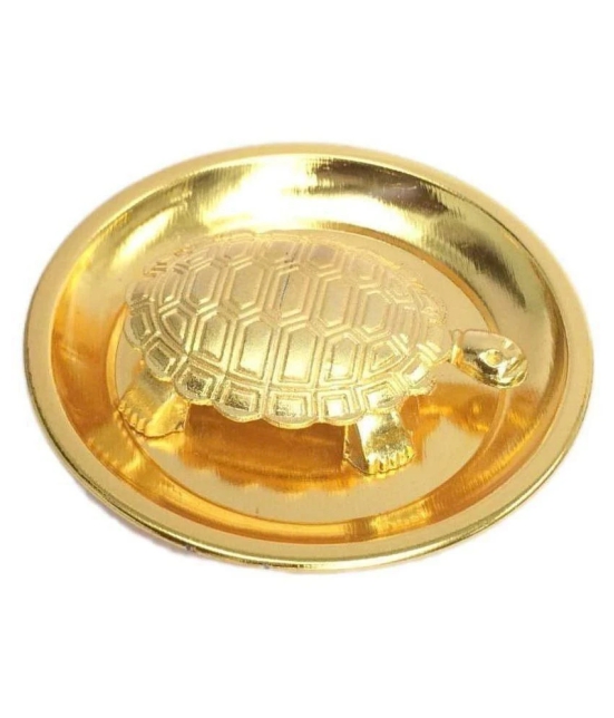 Vaastu/Fengshui Tortoise/Turtle for Good Luck with Plate-Brass ,Standard,Golden Vastu Feng Shui Golden Metal Turtle Tortoise