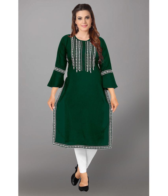 Kapadia - Green Rayon Women''s Straight Kurti ( Pack of 1 ) - None