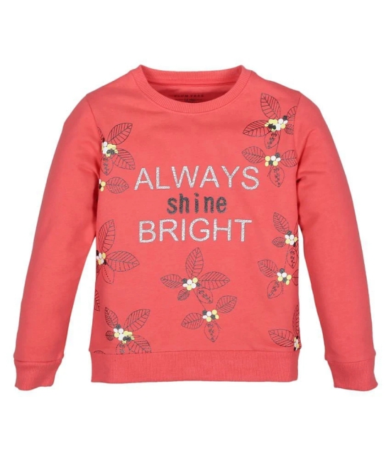 Plum Tree Girls Always Bright Round neck Pullover Sweatshirt - Coral - None