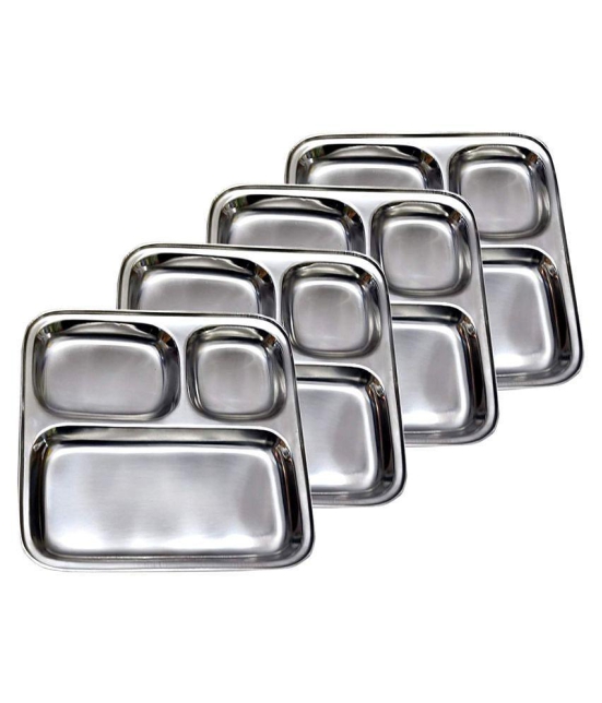 Dynore 4 Pcs Stainless Steel Partition Plate - Silver