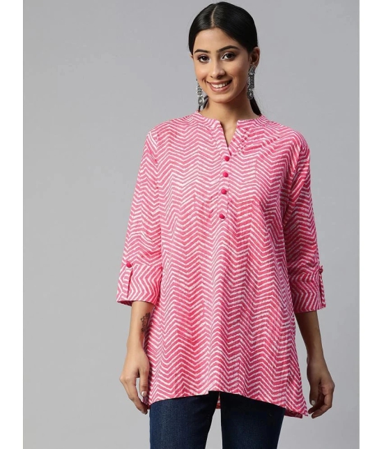 SVARCHI - Pink Cotton Womens Straight Kurti ( Pack of 1 ) - None