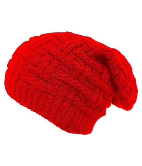 Whyme Fashion Warm Woollen Beanie Cap Red Color - Red