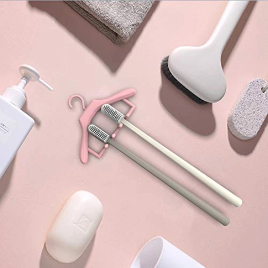 Creative Mini Hanger Shape Toothbrush Holder Hanger Bathroom Toothbrush Storage Rack Couple Toothbrush Shelf (Orange)