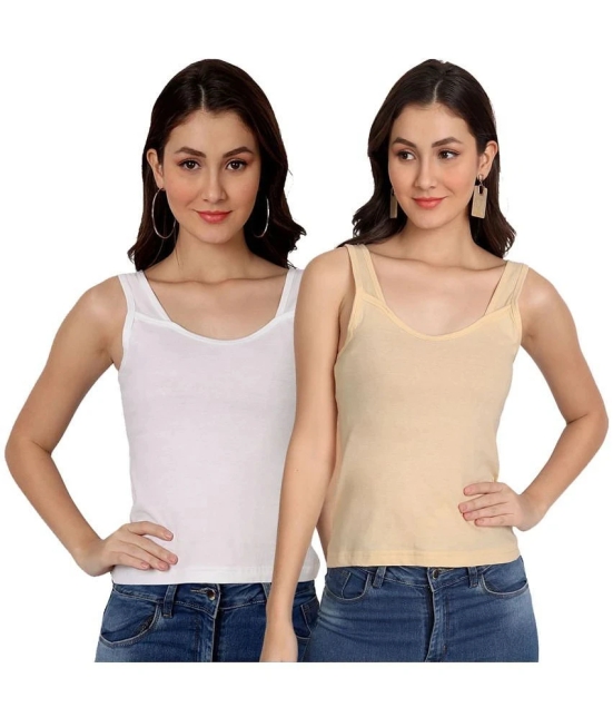 AIMLY Cotton Camisoles - Beige Pack of 2 - None