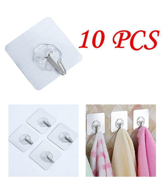 10Pcs Adhesive Wall Hooks Reusable Duty Sticky Hooks For Kitchen And Bathroom - Multicolor