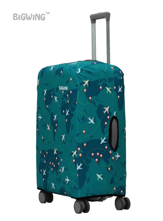 Map Print Polyester Fabric (24 Inch) Medium Size Protective Hard Luggage Trolley Bag Cover (Fits Only On Fiber/Plastic Trolley Bag)