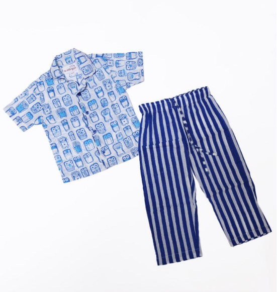 The Wise Owl Nightwear in Blue and White-4-6