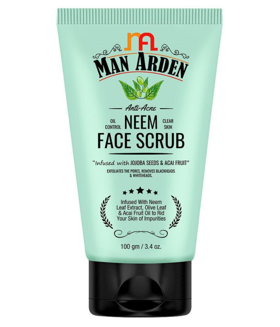 Man Arden Anti-Acne Neem Face Scrub - For Oil Control And Clear Skin - Infused With Neem Extract, Olive Leaf And Acai Fruit Oil, 100g