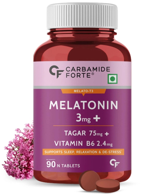 Carbamide Forte Melatonin 3mg with Tagara 75mg Sleeping Aid Pills – 90 Tablets