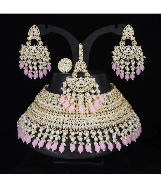 Padmavati Bangles Pink Alloy Necklace Set ( Pack of 1 ) - Pink