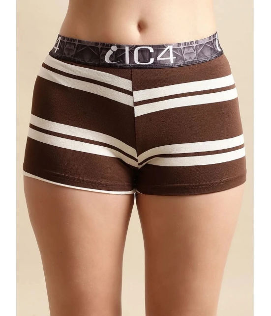 IC4 Pack of 1 Modal Striped Womens Boy Shorts ( Brown ) Boyshorts - None