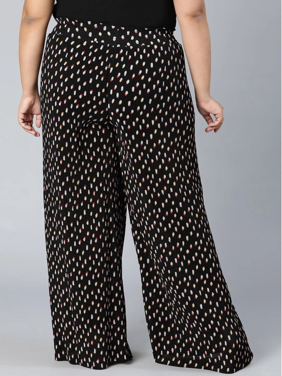 Oxolloxo Women Black Printed Trousers