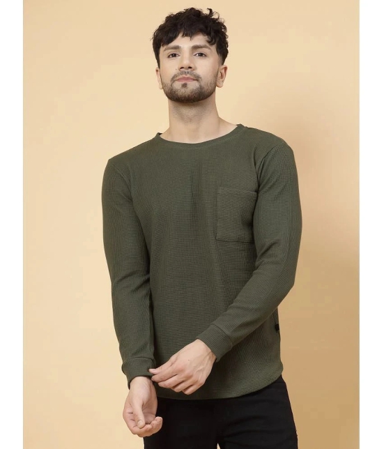 Rigo Cotton Slim Fit Self Design Full Sleeves Mens T-Shirt - Olive ( Pack of 1 ) - None