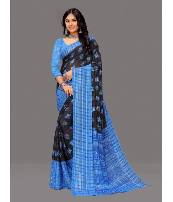 Sitanjali - Blue Georgette Saree With Blouse Piece ( Pack of 1 ) - Blue