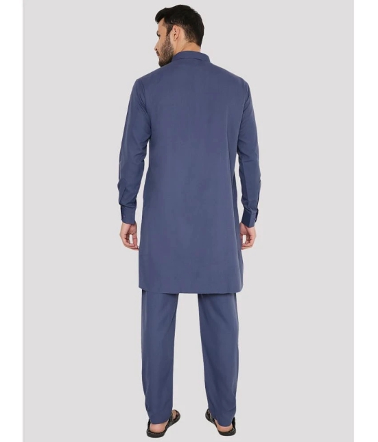 Maharaja - Blue Blended Fabric Regular Fit Mens Pathani Suit ( Pack of 1 ) - None