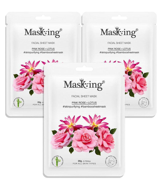 Masking Pink Rose & Lotus Bamboo Face Sheet Mask 60 ml Pack of 3