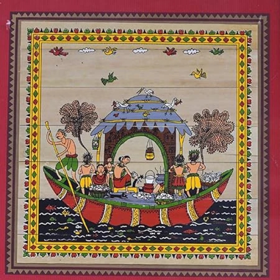 Tisser Pattachitra handpainted Frame Bamboo/Palm Leaf