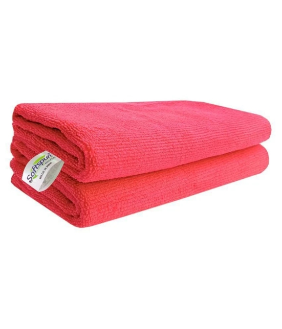 SOFTSPUN Microfiber Cleaning Cloths, 2pcs 40x40cms 340GSM Red! Highly Absorbent, Lint and Streak Free, Multi -Purpose Wash Cloth for Kitchen, Car, Window, Stainless Steel, silverware.