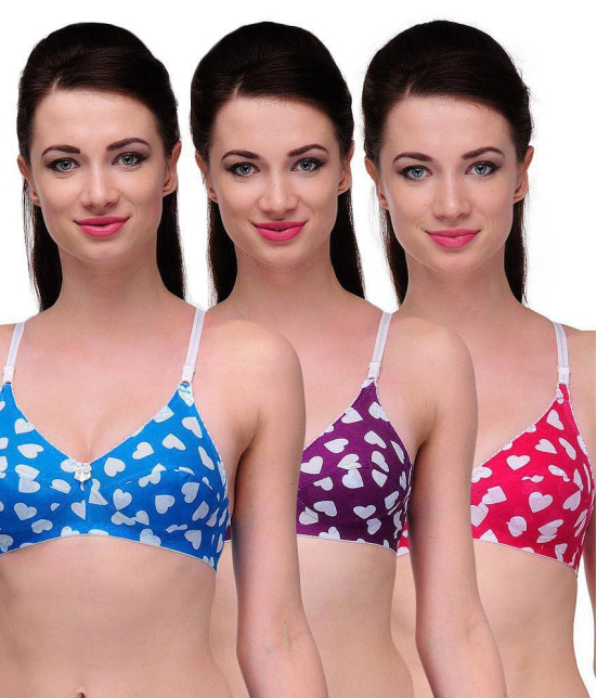 Softskin Multi Color Cotton Bra Pack of 3 - 32B