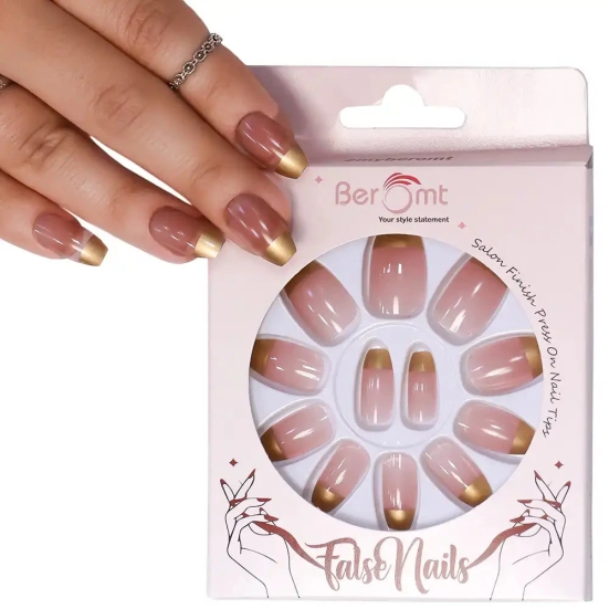 FRENCH TIPS (NAIL KIT INCLUDED)-Gold Pink