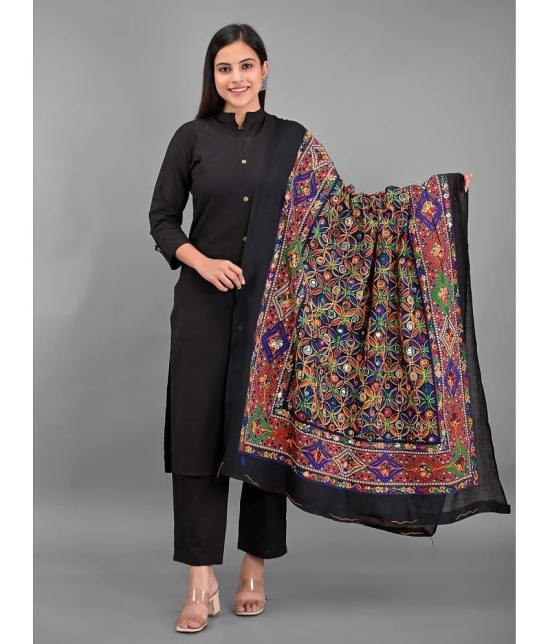 Apratim - Black Cotton Womens Dupatta - ( Pack of 1 ) - Black