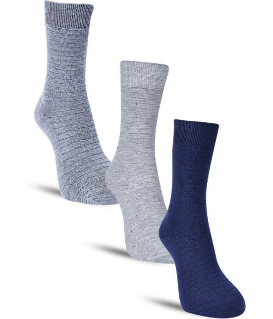 Dollar Cotton Blend Men's Self Design Blue Mid Length Socks ( Pack of 3 ) - Blue