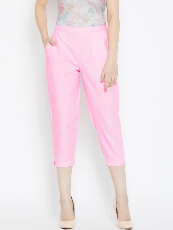 Women Pink Relaxed Pleated Cigerette Trousers