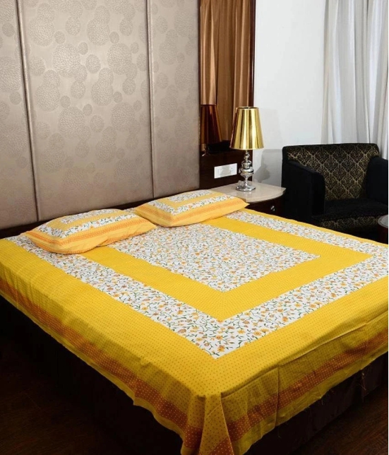 UniqChoice 100% Cotton Exclusive Jaipuri Print Double Bed Sheet With 2 Pillow Cover