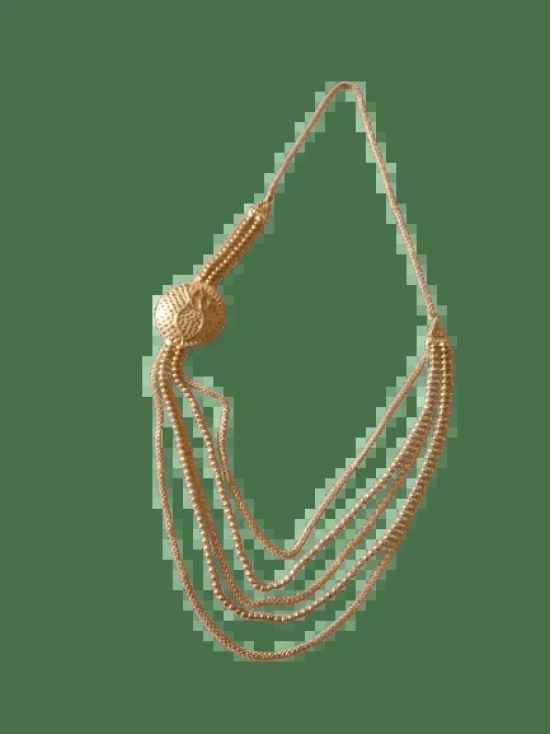 Multi-Strand Pearl Necklace with Gold-Plated Pendant