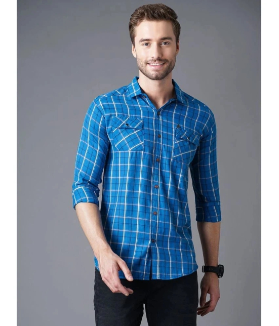 K-LARA - 100% Cotton Slim Fit Blue Mens Casual Shirt ( Pack of 1 ) - None