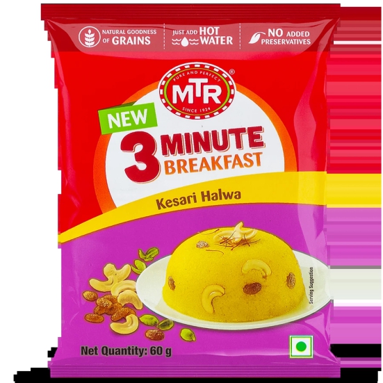 MTR 3 Minute Breakfast Kesari Halwa Pouch, 60 Gms