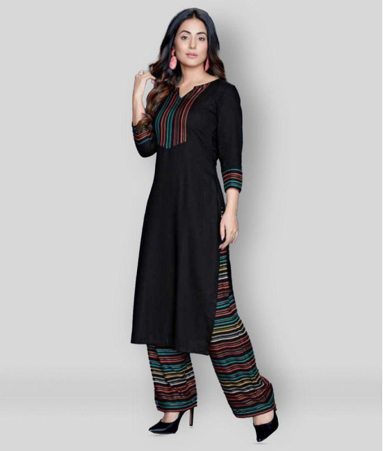 Estela - Black Straight Rayon Women's Stitched Salwar Suit ( Pack of 1 ) - XL