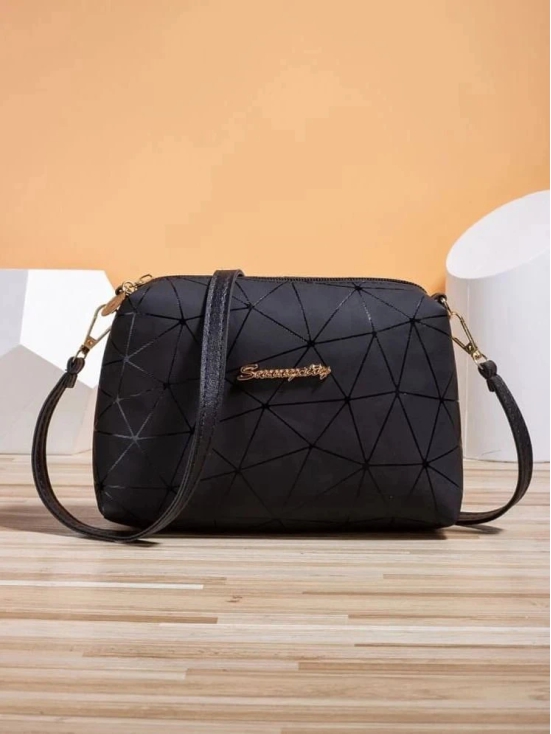 TCRAZY Black PU Sling Bag - Black