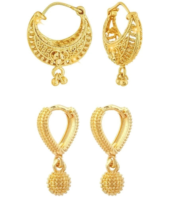 VIVASTRI Golden Chandbalis Earrings ( Pack of 2 ) - Golden